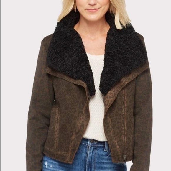 Anthropologie Marrakech Leopard Print Moto Jacket Removable Sherpa Collar - Picture 2 of 12